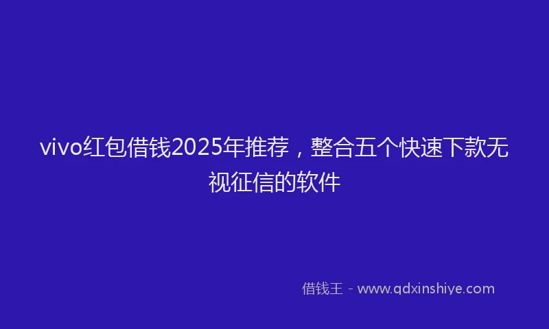 vivo红包借钱2025年推荐,整合五个快速下款无视征信的软件