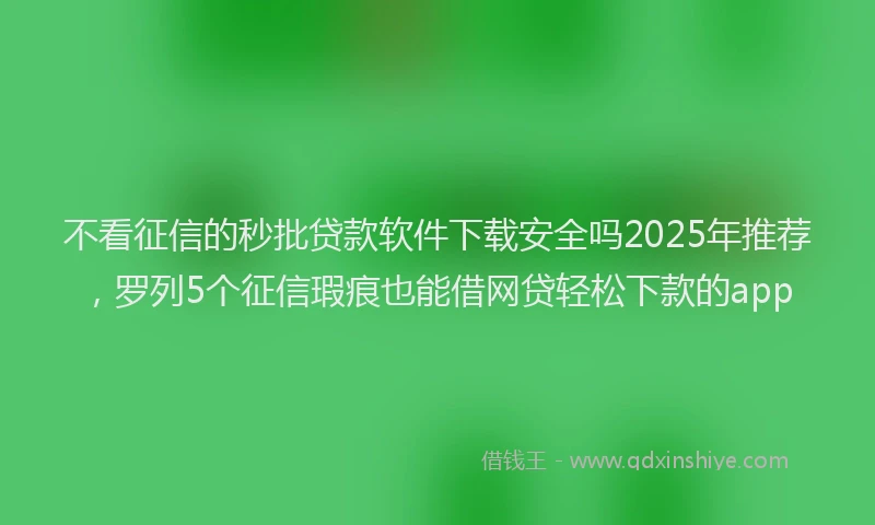 不看征信的秒批贷款软件下载安全吗2025年推荐，罗列5个征信瑕疵也能借网贷轻松下款的app