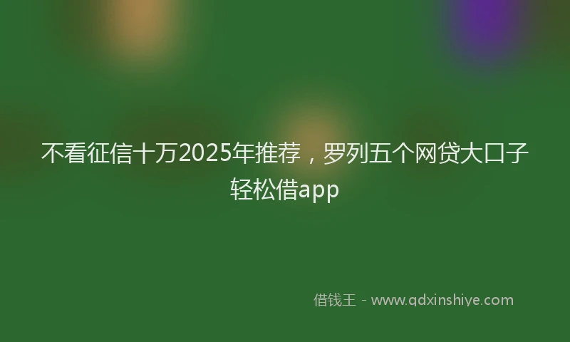 不看征信十万2025年推荐，罗列五个网贷大口子轻松借app