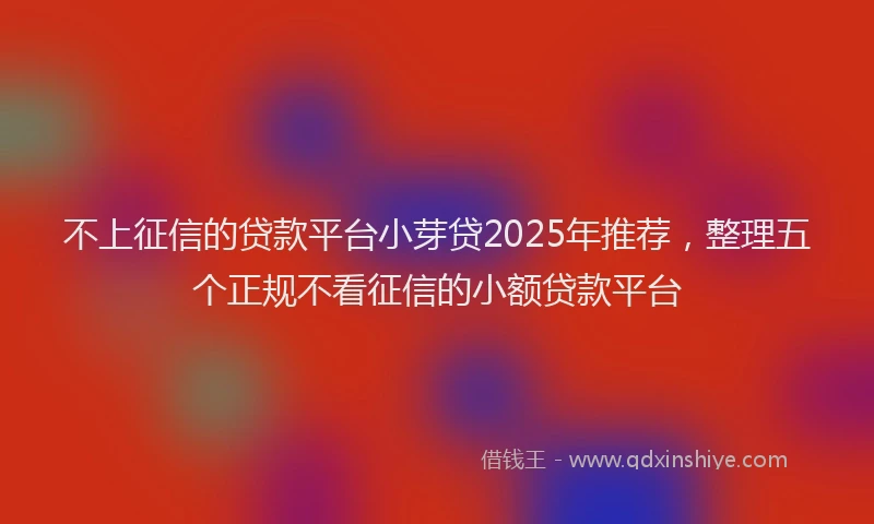 不上征信的贷款平台小芽贷2025年推荐，整理五个正规不看征信的小额贷款平台