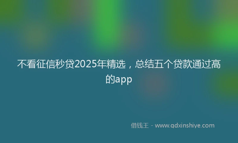 不看征信秒贷2025年精选，总结五个贷款通过高的app