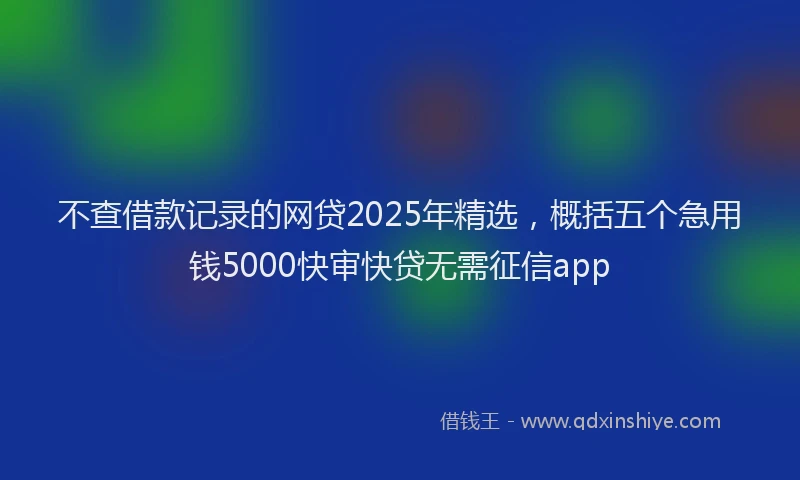 不查借款记录的网贷2025年精选，概括五个急用钱5000快审快贷无需征信app