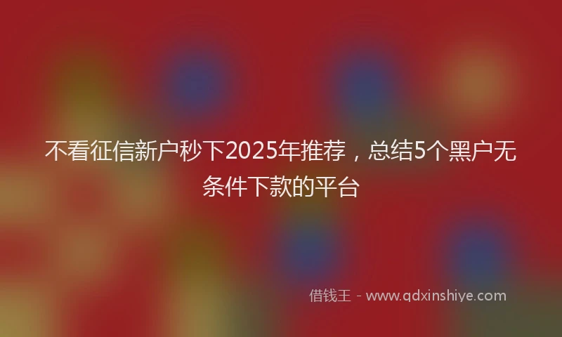 不看征信新户秒下2025年推荐，总结5个黑户无条件下款的平台