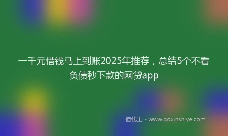 一千元借钱马上到账2025年推荐，总结5个不看负债秒下款的网贷app