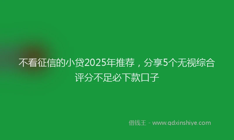 不看征信的小贷2025年推荐，分享5个无视综合评分不足必下款口子