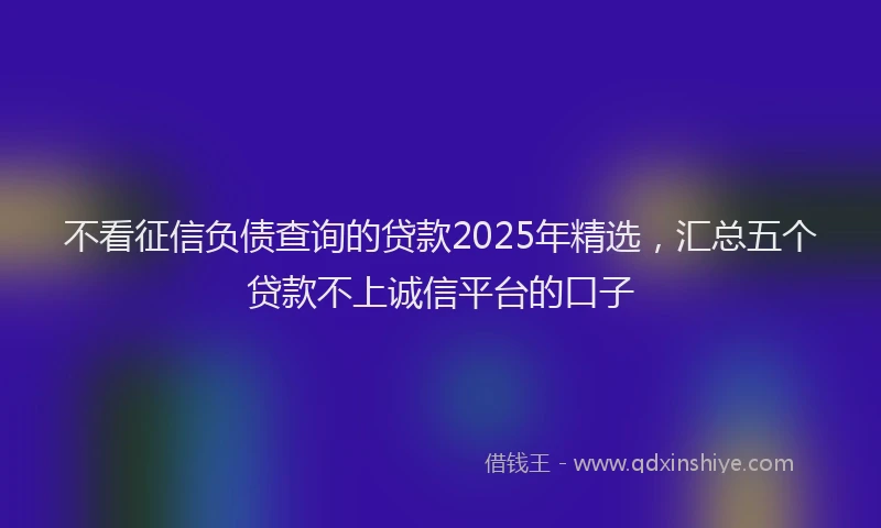 不看征信负债查询的贷款2025年精选，汇总五个贷款不上诚信平台的口子