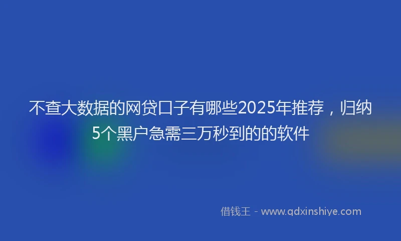 不查大数据的网贷口子有哪些2025年推荐，归纳5个黑户急需三万秒到的的软件