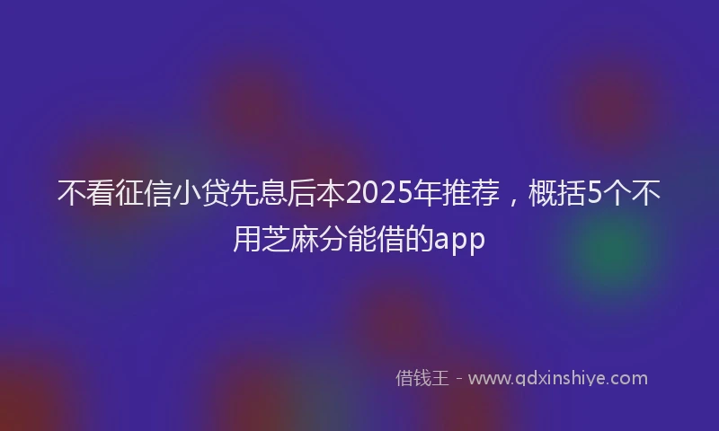 不看征信小贷先息后本2025年推荐，概括5个不用芝麻分能借的app