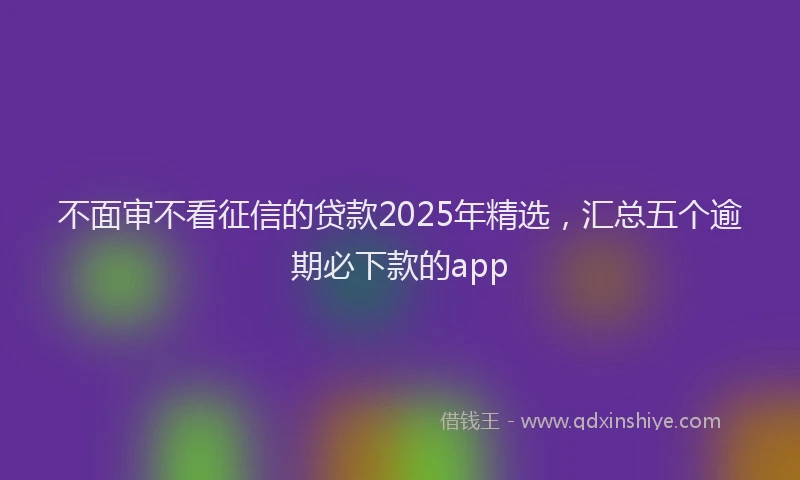 不面审不看征信的贷款2025年精选，汇总五个逾期必下款的app