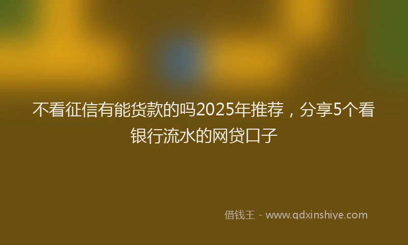 不看征信有能货款的吗2025年推荐，分享5个看银行流水的网贷口子