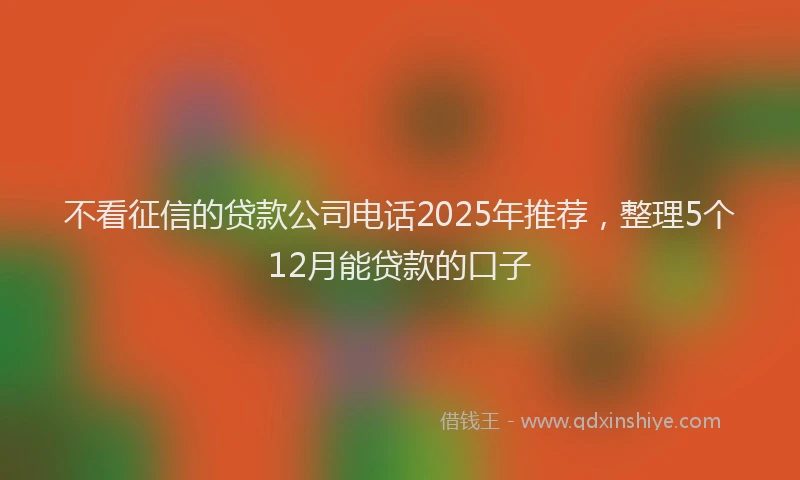 不看征信的贷款公司电话2025年推荐，整理5个12月能贷款的口子