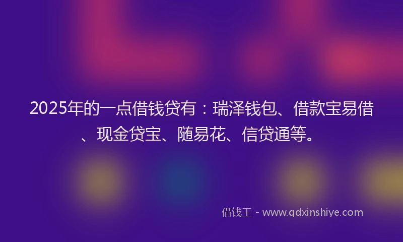 2025年的一点借钱贷有：瑞泽钱包、借款宝易借、现金贷宝、随易花、信贷通等。