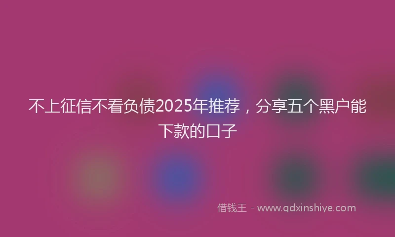 不上征信不看负债2025年推荐，分享五个黑户能下款的口子