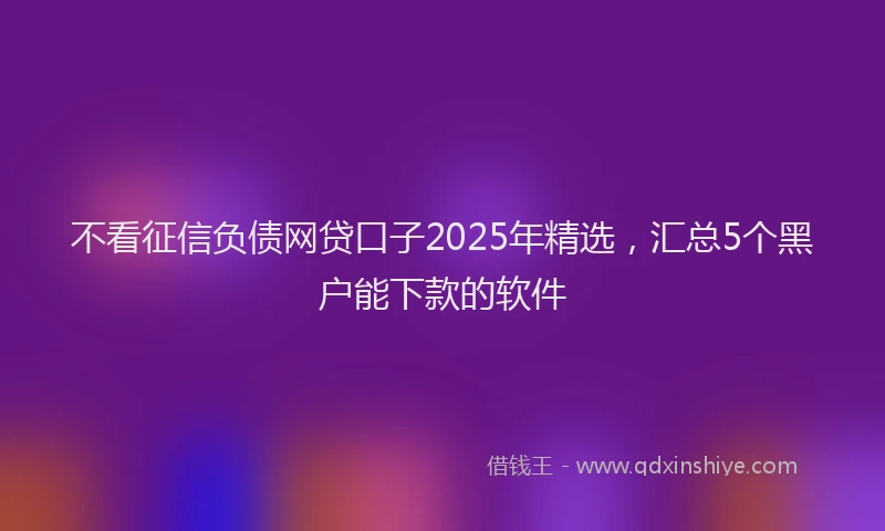 不看征信负债网贷口子2025年精选，汇总5个黑户能下款的软件