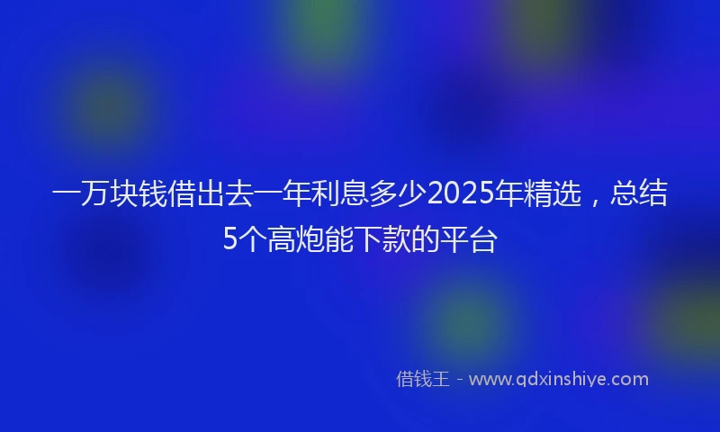 一万块钱借出去一年利息多少2025年精选,总结5个高炮能下款的平台
