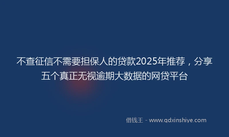 不查征信不需要担保人的贷款2025年推荐，分享五个真正无视逾期大数据的网贷平台
