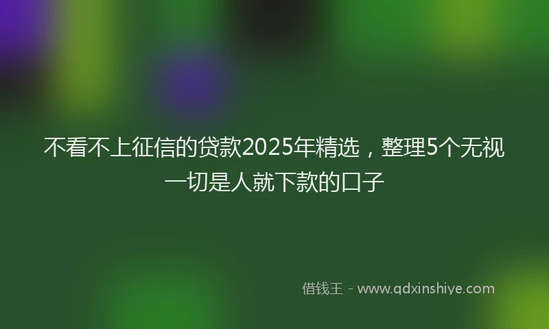 不看不上征信的贷款2025年精选，整理5个无视一切是人就下款的口子