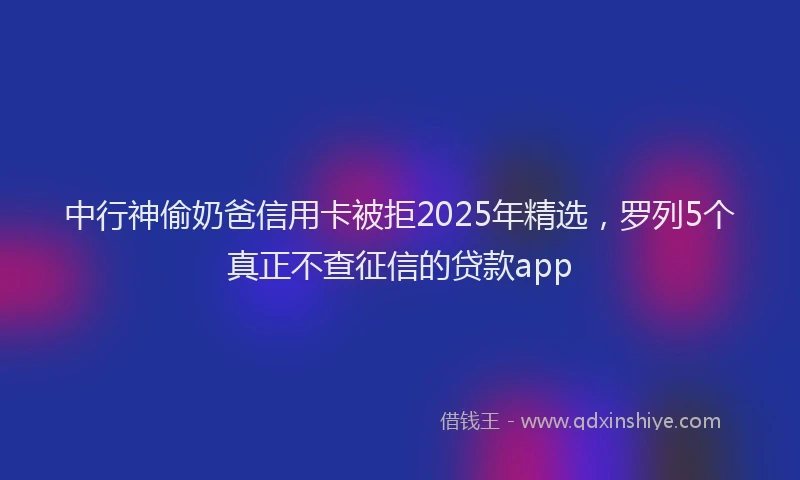 中行神偷奶爸信用卡被拒2025年精选，罗列5个真正不查征信的贷款app