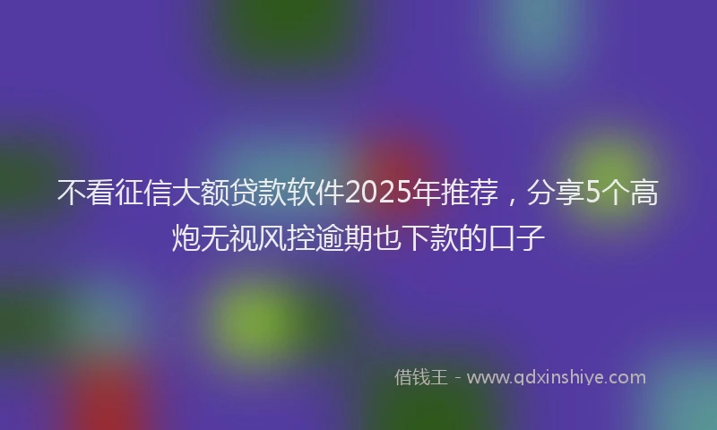 不看征信大额贷款软件2025年推荐，分享5个高炮无视风控逾期也下款的口子