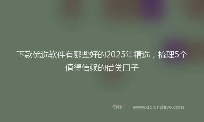 下款优选软件有哪些好的2025年精选，梳理5个值得信赖的借贷口子