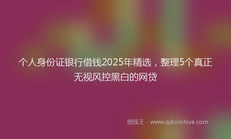 个人身份证银行借钱2025年精选，整理5个真正无视风控黑白的网贷