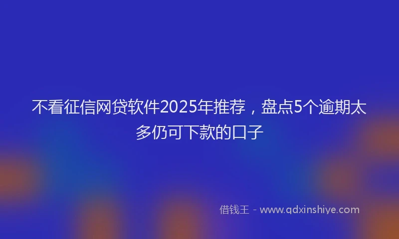 不看征信网贷软件2025年推荐，盘点5个逾期太多仍可下款的口子