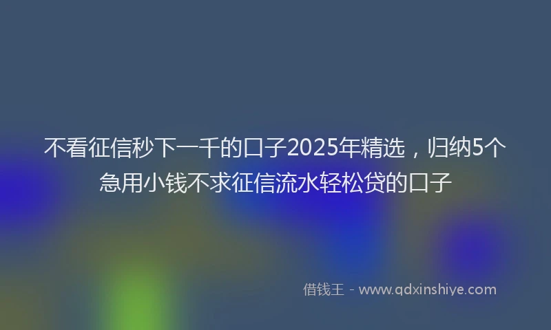 不看征信秒下一千的口子2025年精选，归纳5个急用小钱不求征信流水轻松贷的口子