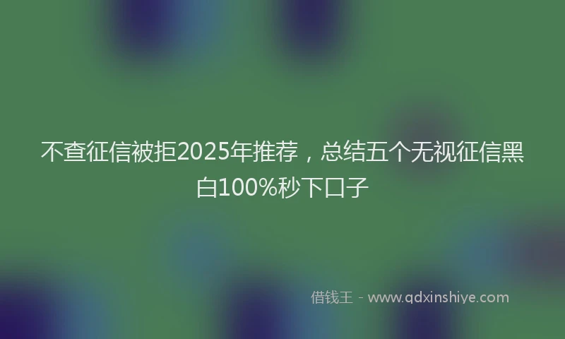 不查征信被拒2025年推荐，总结五个无视征信黑白100%秒下口子