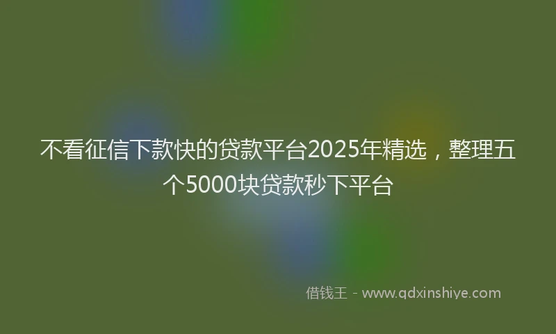 不看征信下款快的贷款平台2025年精选，整理五个5000块贷款秒下平台