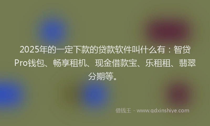 2025年的一定下款的贷款软件叫什么有：智贷Pro钱包、畅享租机、现金借款宝、乐租租、翡翠分期等。