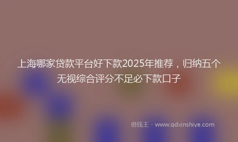 上海哪家贷款平台好下款2025年推荐，归纳五个无视综合评分不足必下款口子