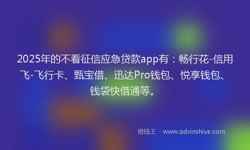 2025年的不看征信应急贷款app有：畅行花-信用飞-飞行卡、甄宝借、迅达Pro钱包、悦享钱包、钱袋快借通等。