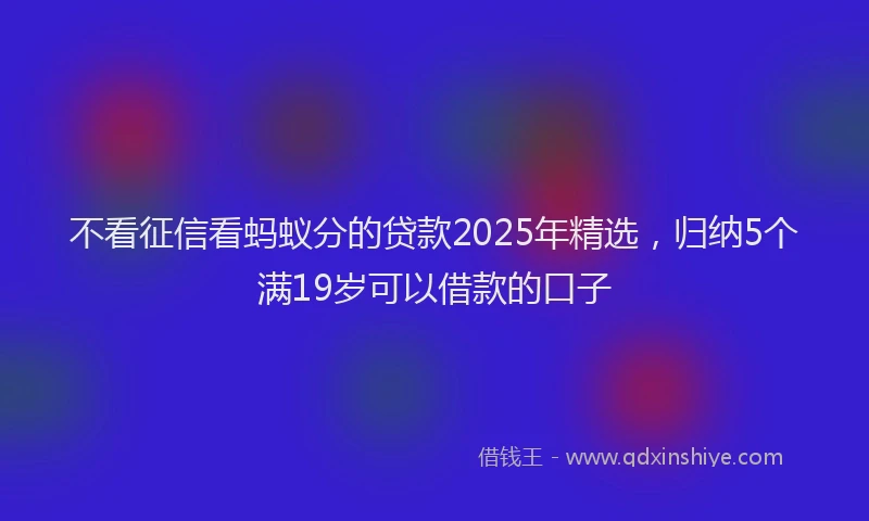 不看征信看蚂蚁分的贷款2025年精选，归纳5个满19岁可以借款的口子