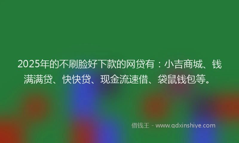 2025年的不刷脸好下款的网贷有：小吉商城、钱满满贷、快快贷、现金流速借、袋鼠钱包等。