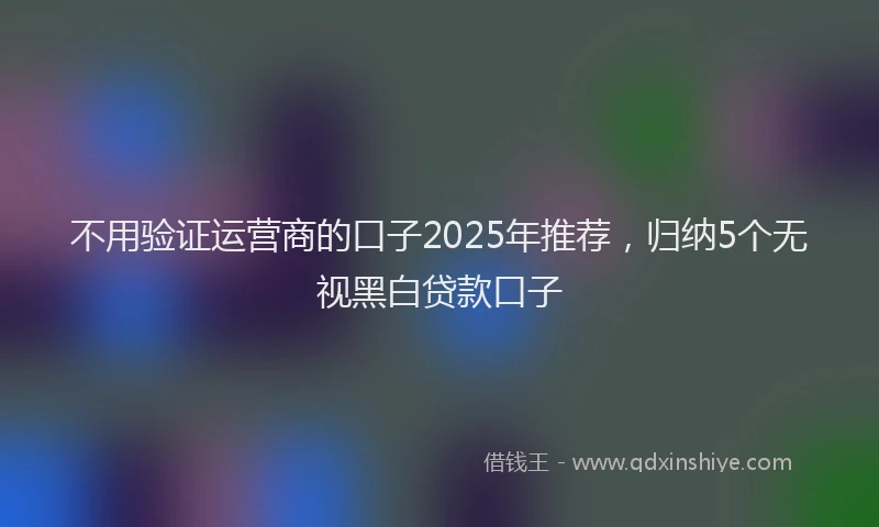 不用验证运营商的口子2025年推荐，归纳5个无视黑白贷款口子