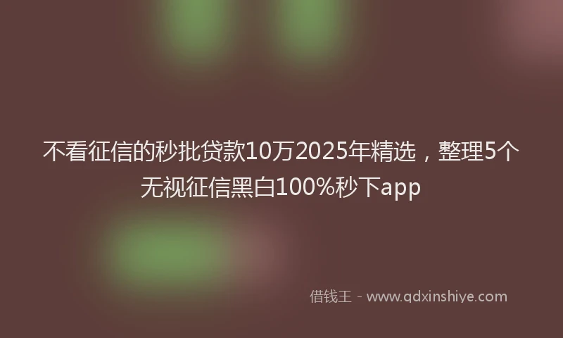 不看征信的秒批贷款10万2025年精选，整理5个无视征信黑白100%秒下app