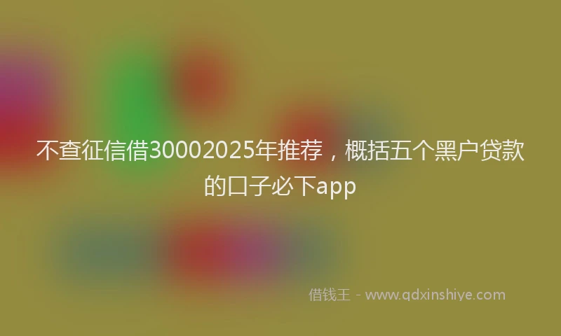 不查征信借30002025年推荐，概括五个黑户贷款的口子必下app