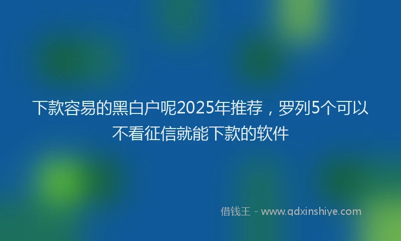 下款容易的黑白户呢2025年推荐，罗列5个可以不看征信就能下款的软件