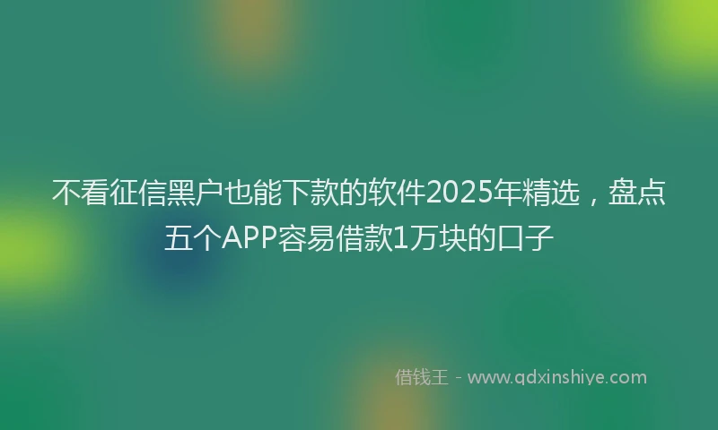 不看征信黑户也能下款的软件2025年精选，盘点五个APP容易借款1万块的口子