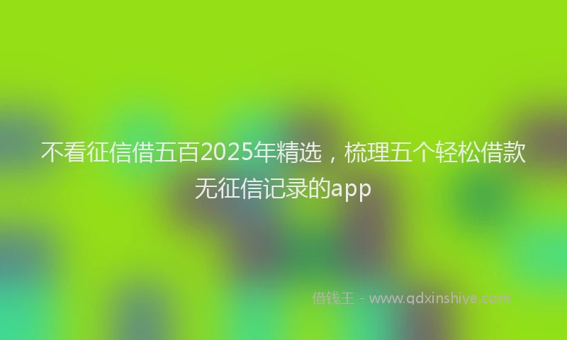 不看征信借五百2025年精选，梳理五个轻松借款无征信记录的app