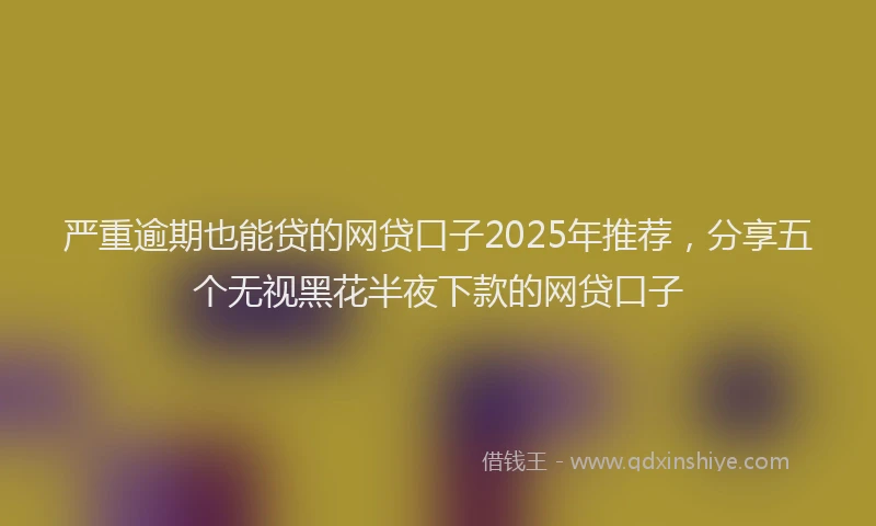 严重逾期也能贷的网贷口子2025年推荐，分享五个无视黑花半夜下款的网贷口子
