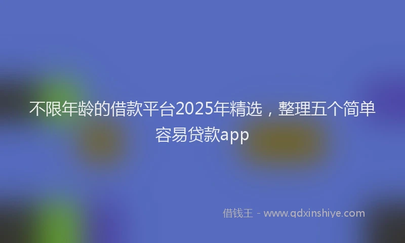 不限年龄的借款平台2025年精选，整理五个简单容易贷款app