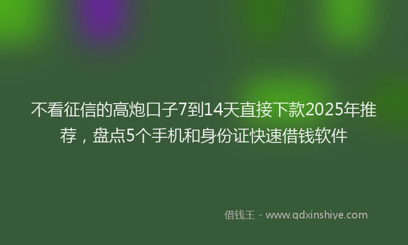 不看征信的高炮口子7到14天直接下款2025年推荐，盘点5个手机和身份证快速借钱软件