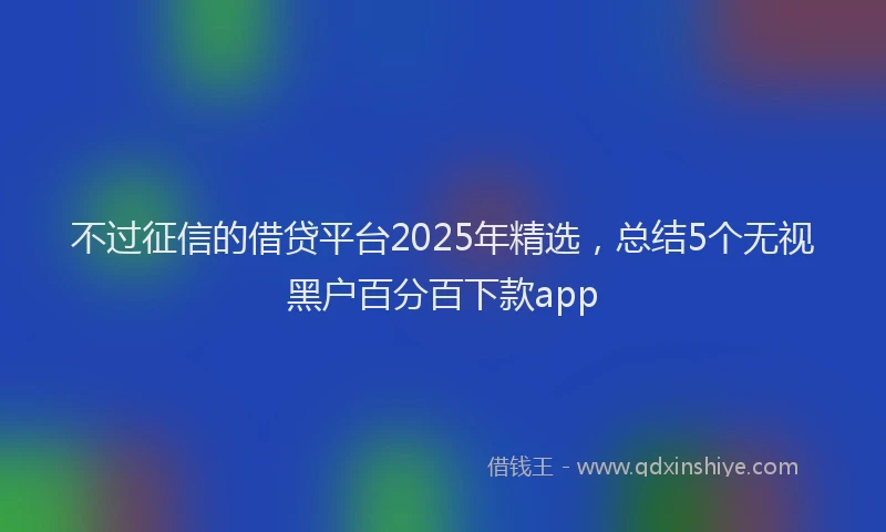 不过征信的借贷平台2025年精选，总结5个无视黑户百分百下款app