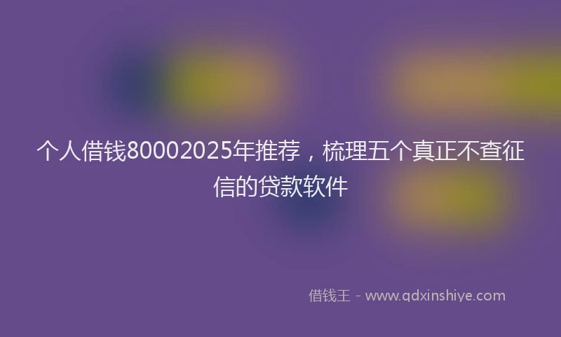 个人借钱80002025年推荐，梳理五个真正不查征信的贷款软件