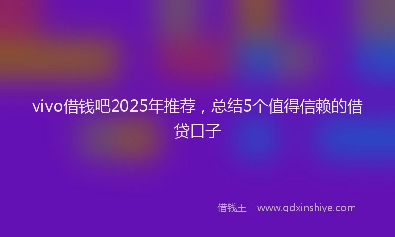 vivo借钱吧2025年推荐，总结5个值得信赖的借贷口子