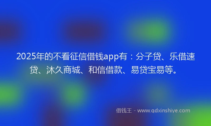 2025年的不看征信借钱app有：分子贷、乐借速贷、沐久商城、和信借款、易贷宝易等。