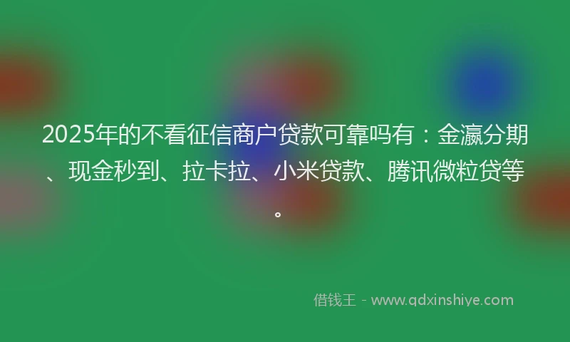 2025年的不看征信商户贷款可靠吗有:金瀛分期、现金秒到、拉卡拉、小米贷款、腾讯微粒贷等。