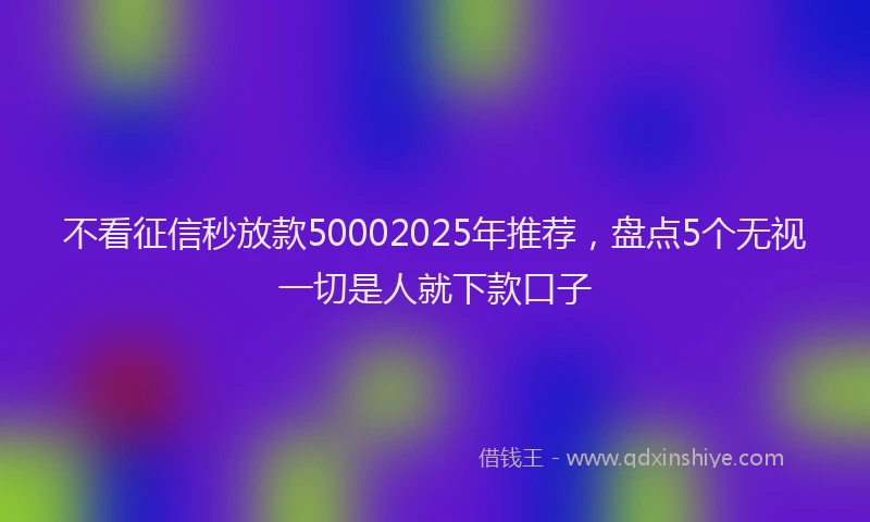 不看征信秒放款50002025年推荐，盘点5个无视一切是人就下款口子