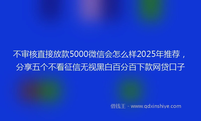 不审核直接放款5000微信会怎么样2025年推荐，分享五个不看征信无视黑白百分百下款网贷口子